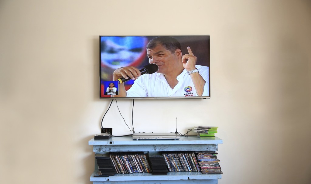 President Correa’s weekly TV shows regularly run between 3-4 hours. [Photo: Frederick Bernas]