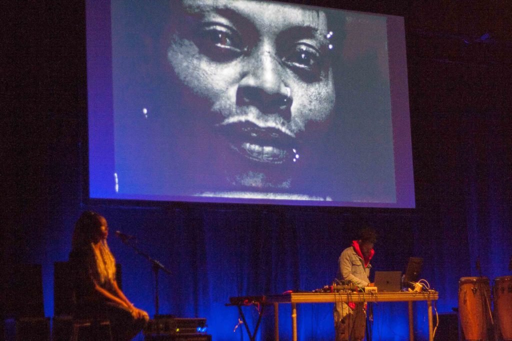 London artist Gaika produced a live score for Black Mother by Khalik Alah. (Photo by Lily Abram)